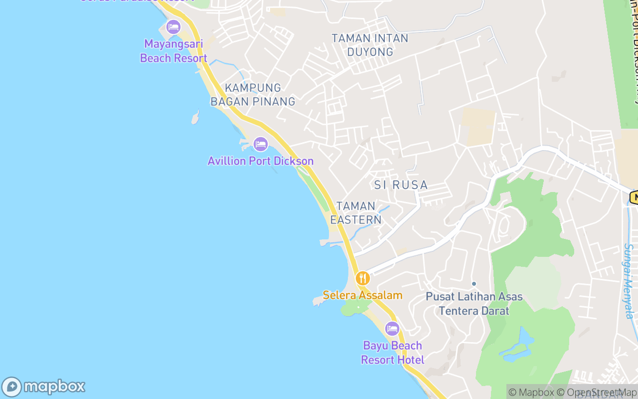 Map showing the location of Pantai Saujana