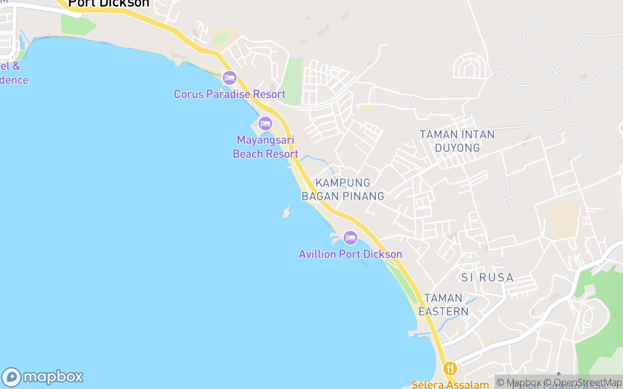 Map showing the location of Pantai Bagan Pinang