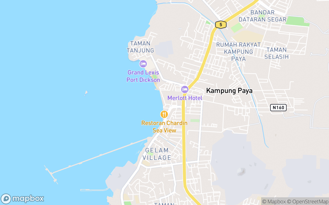 Map showing the location of Pantai Tanjung Gemok Beachside