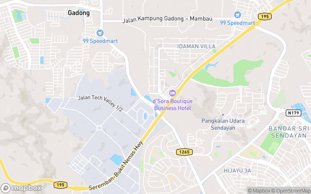 Map showing the location of Masjid Sri Sendayan