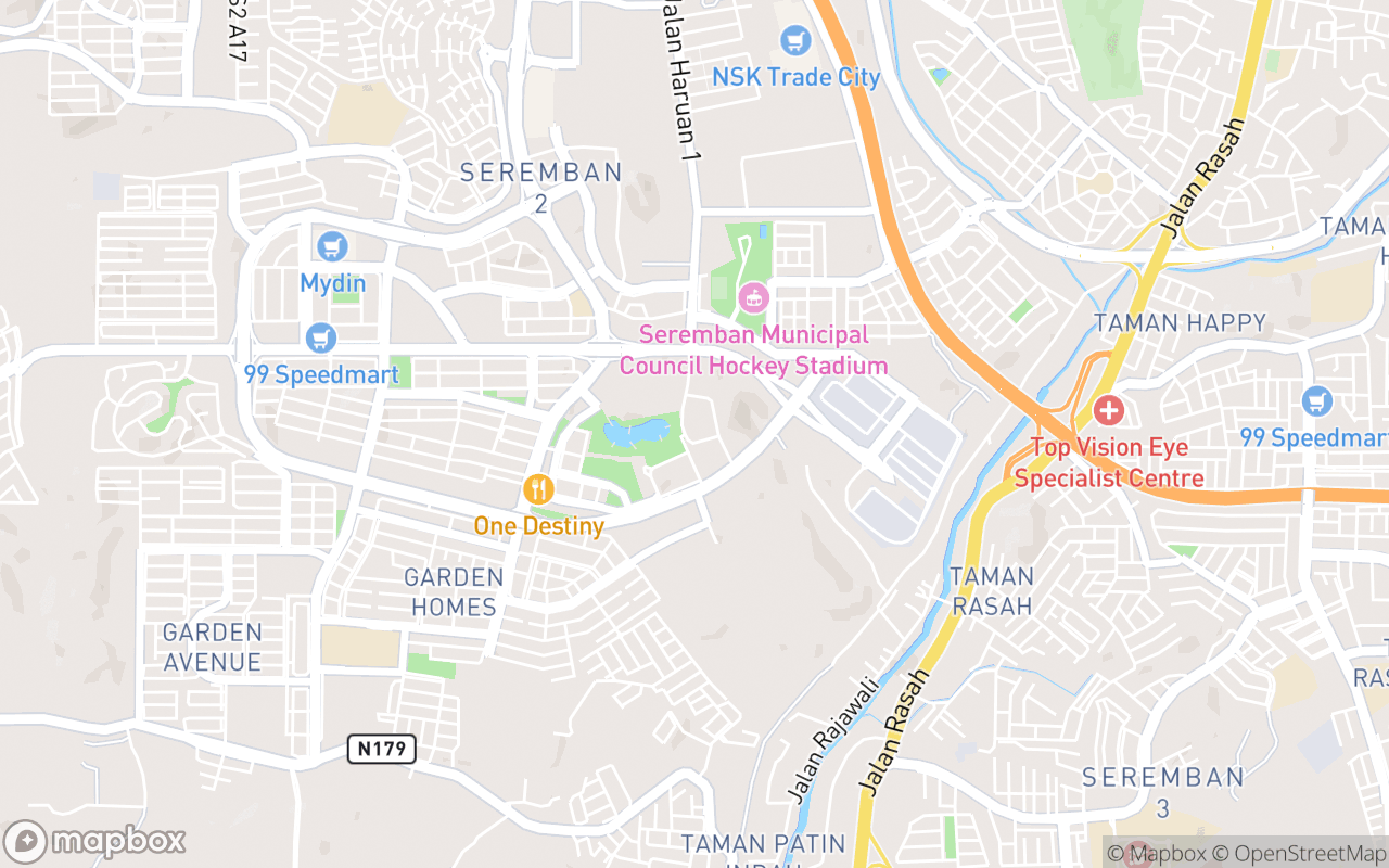 Map showing the location of Masjid Hussain Seremban 2
