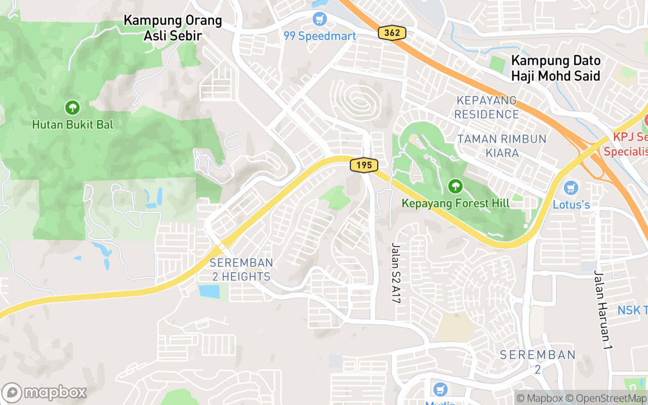 Map showing the location of IJM Hill Park, Seremban 2 Heights