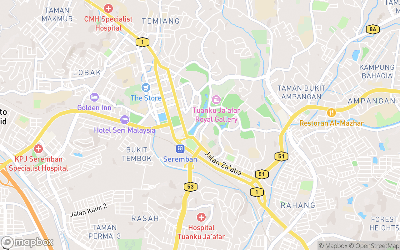 Map showing the location of Taman Tasik Seremban