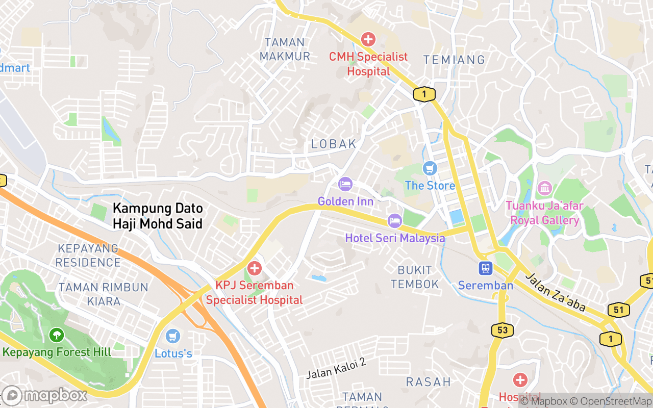 Map showing the location of Pesona Seremban