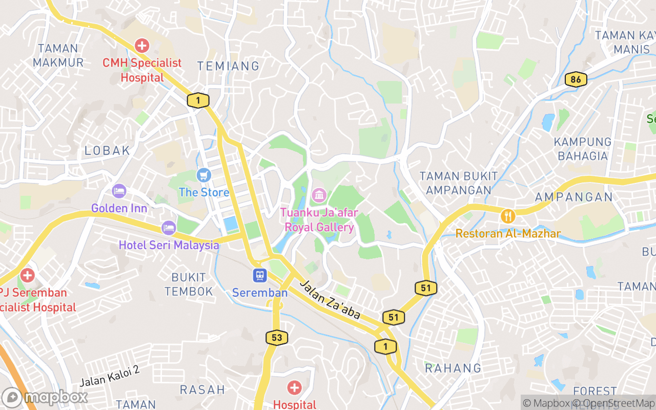 Map showing the location of Taman Malaysia (Seremban)