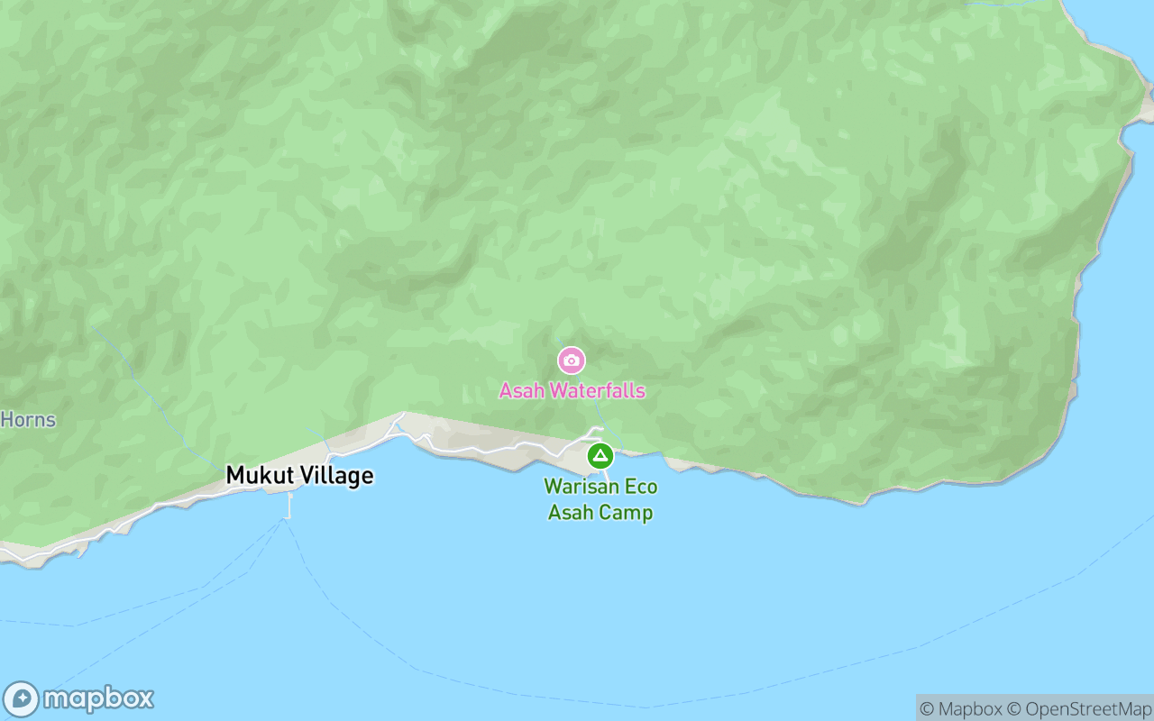 Map showing the location of Kampong Asah Waterfall