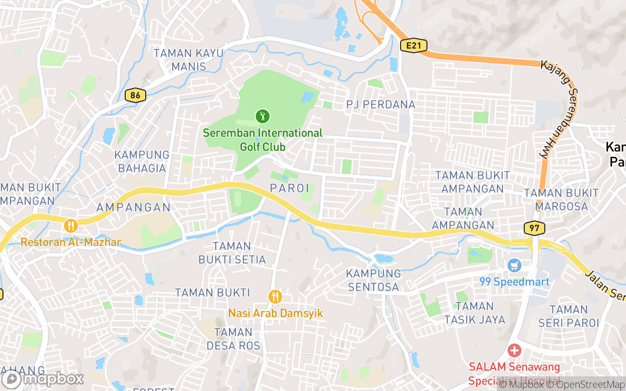 Map showing the location of Tuanku Abdul Rahman Stadium