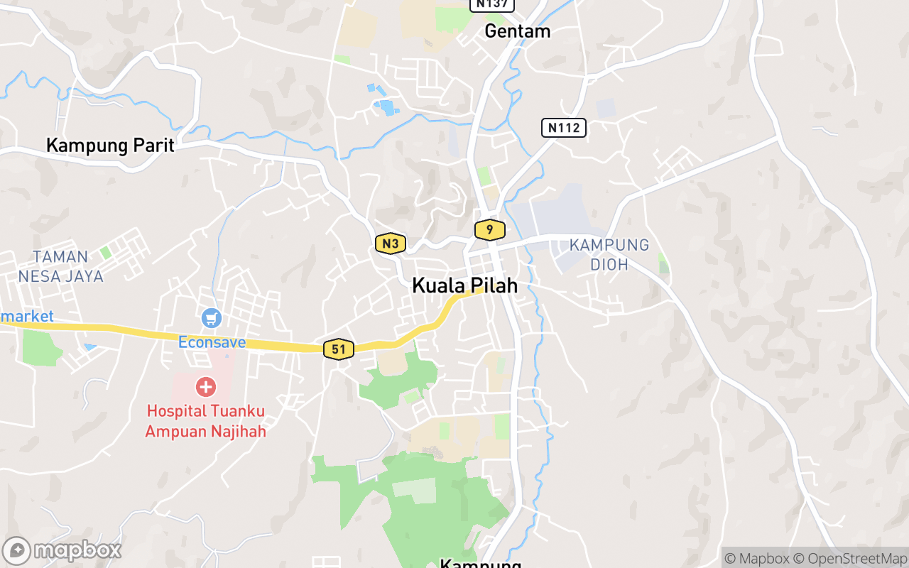 Map showing the location of Masjid India Kuala Pilah