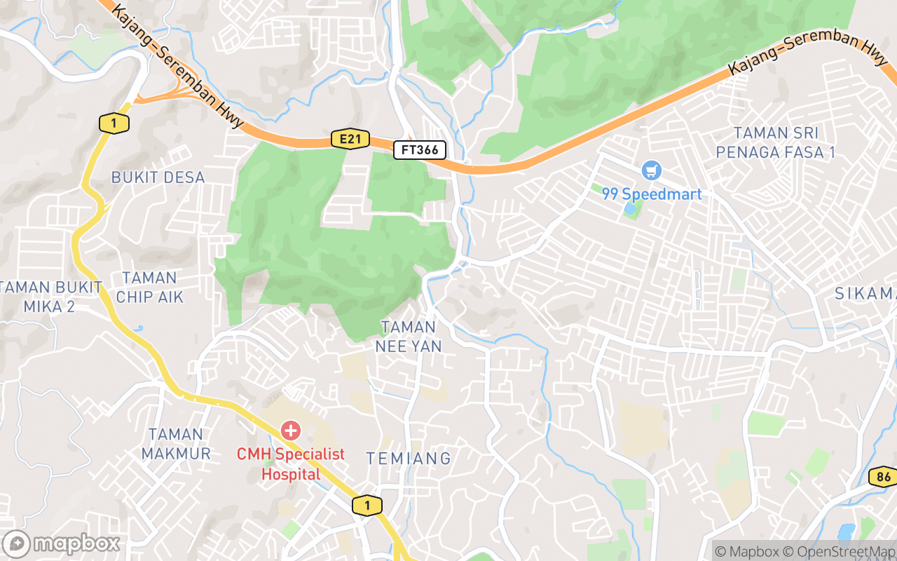 Map showing the location of Masjid India Muslim Seremban