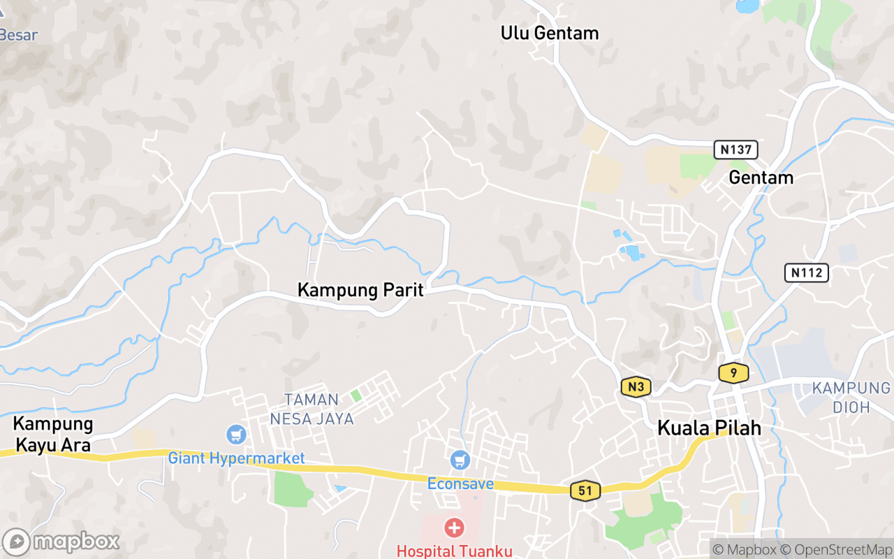 Map showing the location of Masjid Kariah Kg Parit