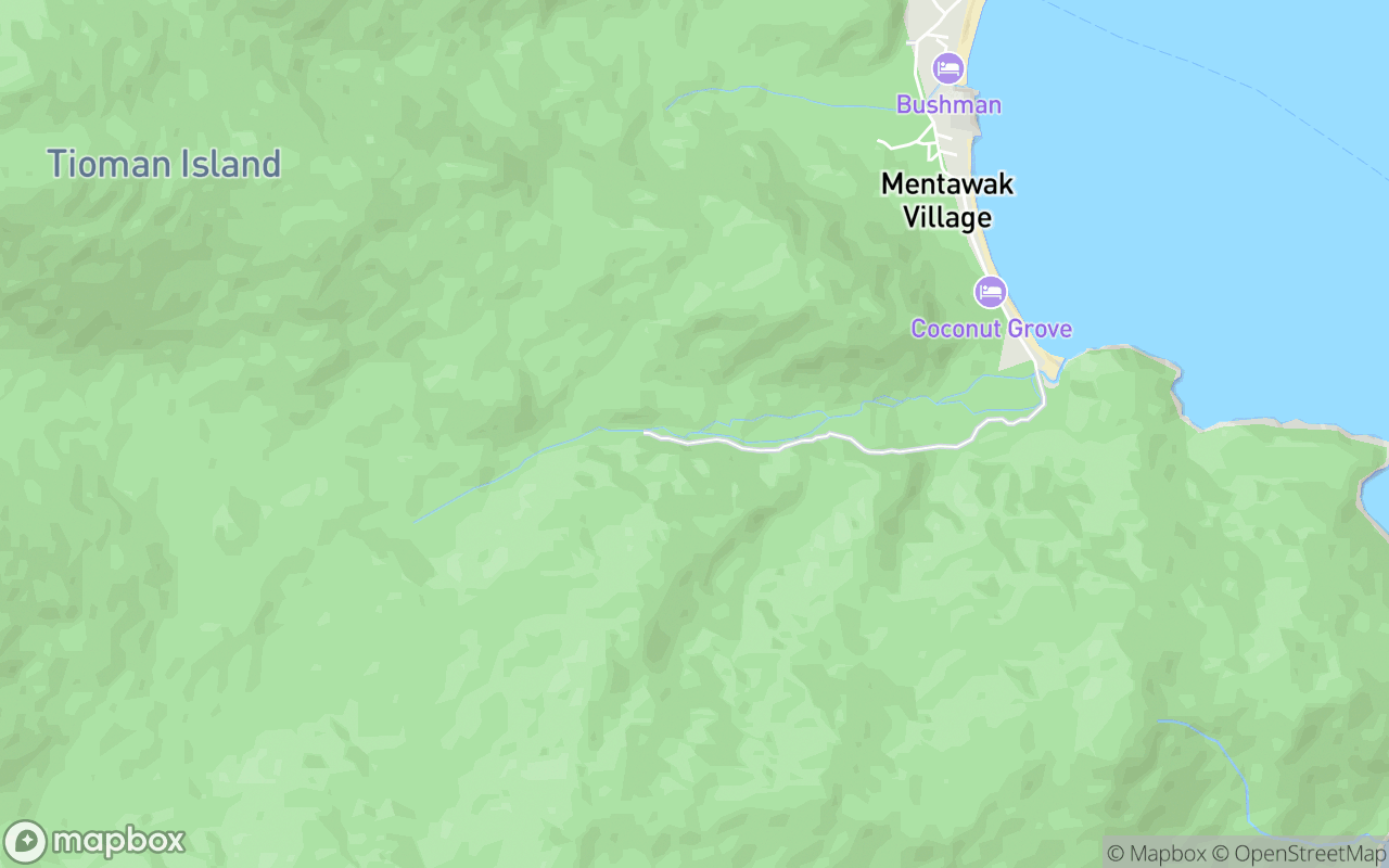 Map showing the location of Lubuk Teja Waterfall