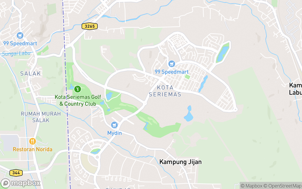 Map showing the location of Kota Seriemas Golf & Country Club