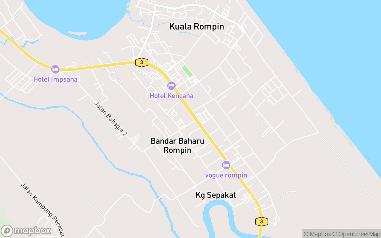 Map showing the location of Masjid Kuala Rompin