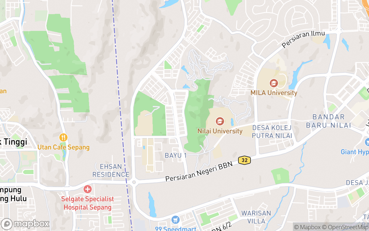 Map showing the location of Bukit Melati Nilai Negeri Sembilan