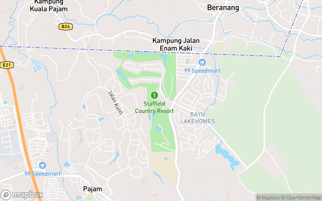 Map showing the location of Staffield Country Golf Resort (SIGC)