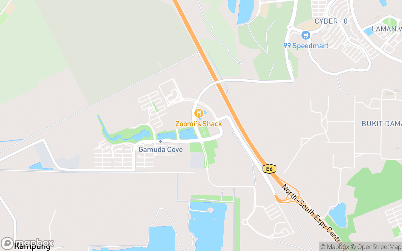 Map showing the location of SplashMania @ Gamuda Cove