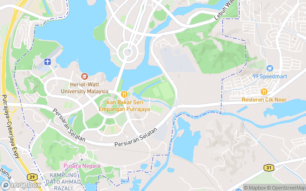 Map showing the location of Putrajaya Equestrian Centre