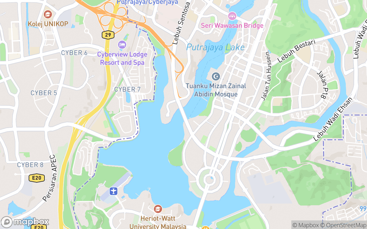 Map showing the location of Seri Saujana Bridge