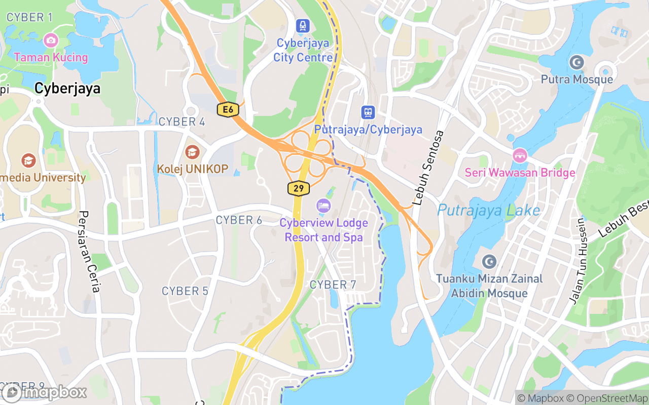 Map showing the location of Cyberview Resort  Spa
