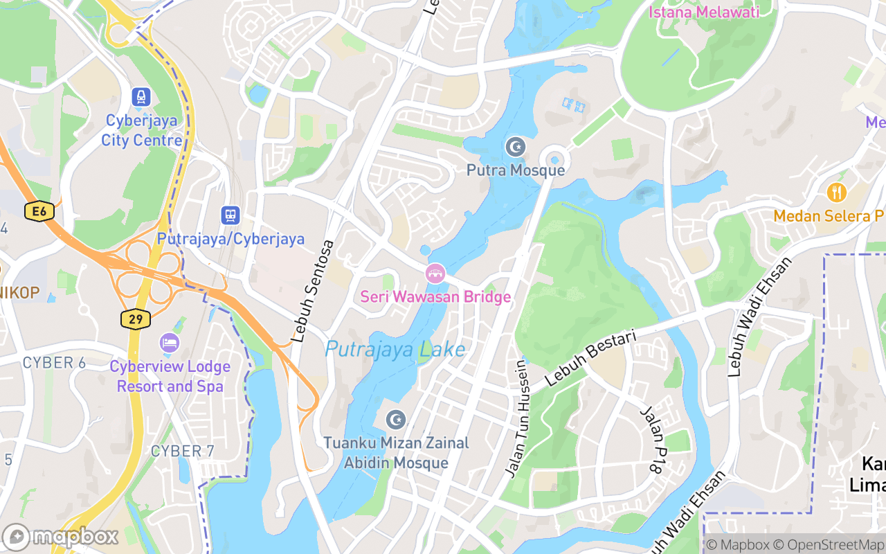 Map showing the location of Seri Wawasan Bridge