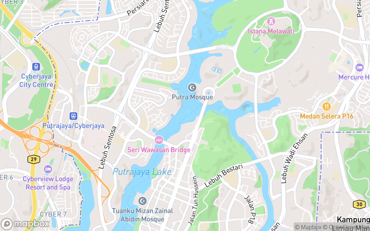 Map showing the location of Putrajaya Lake (Tasik Putrajaya)