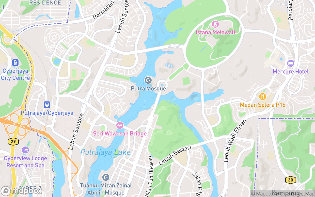 Map showing the location of Putra Bridge
