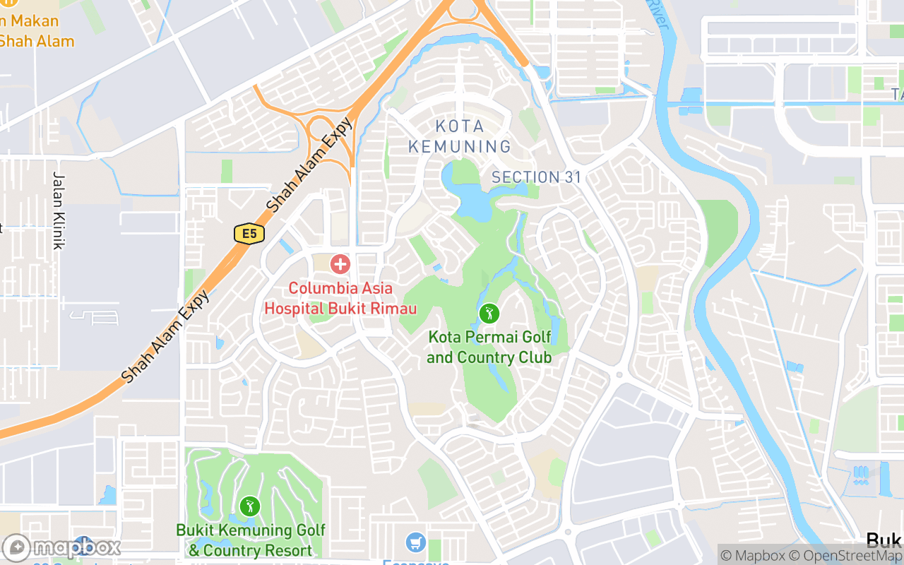 Map showing the location of Kota Kemuning Golf and Country Club