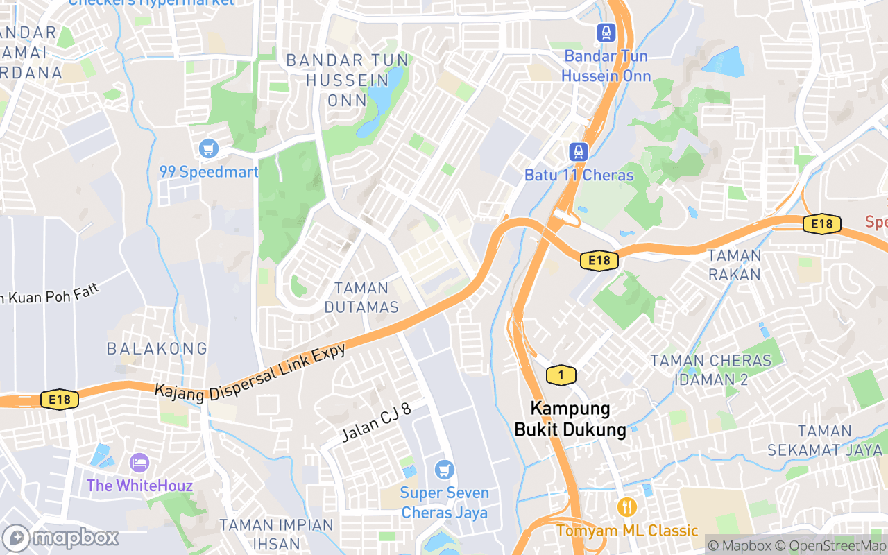 Map showing the location of AEON Mall Cheras Selatan
