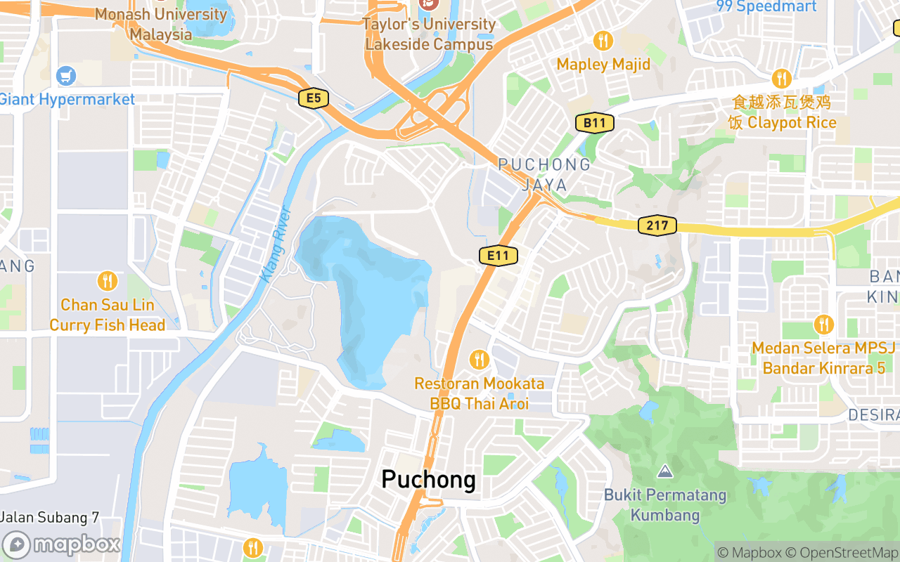 Map showing the location of IOI Mall Puchong