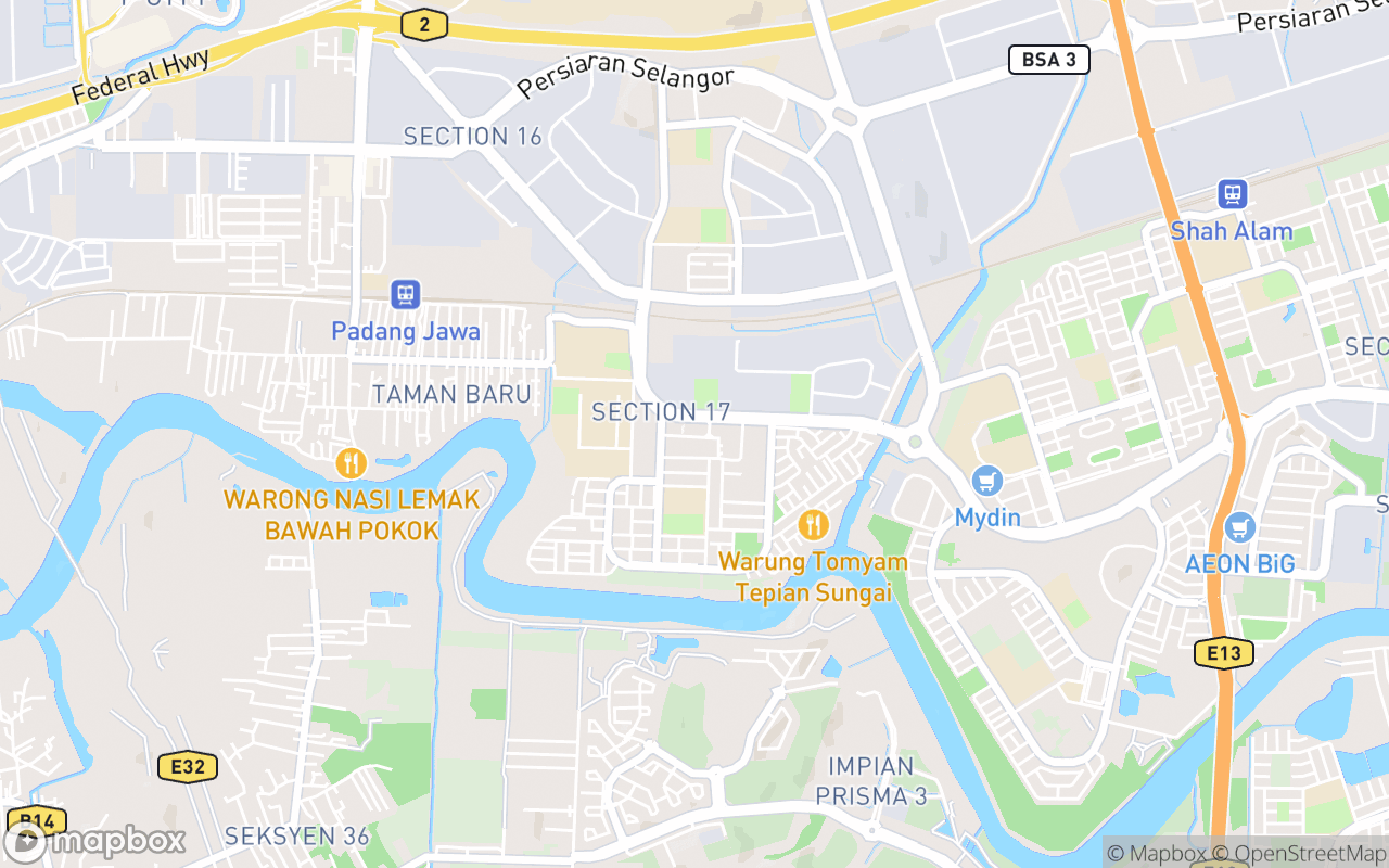 Map showing the location of Terminal 17 Shah Alam
