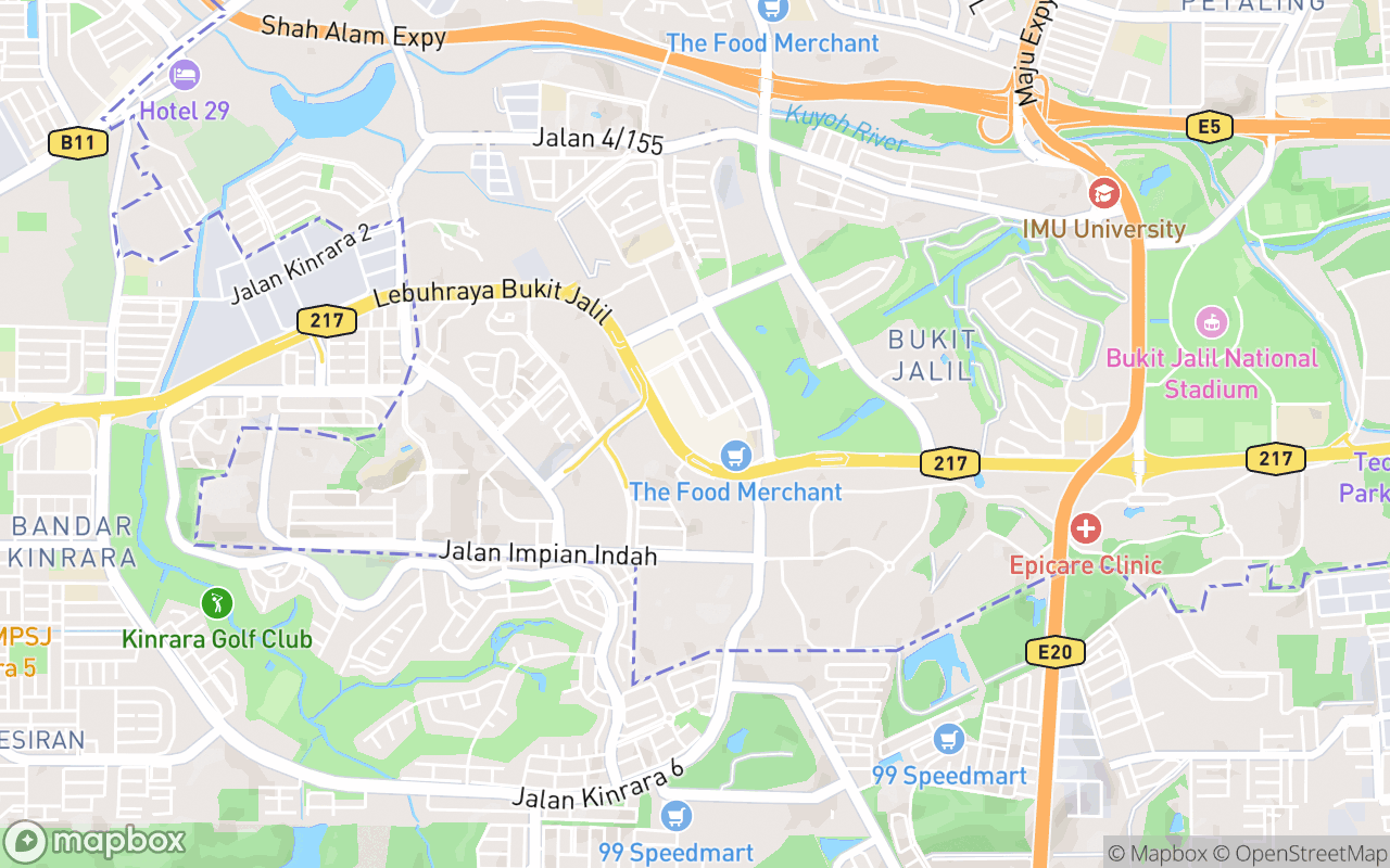 Map showing the location of Pavilion Bukit Jalil
