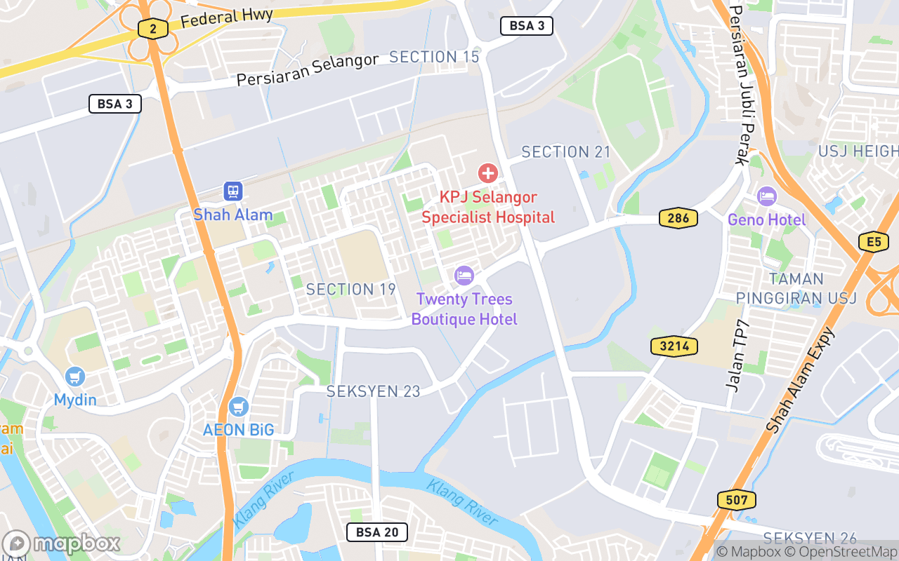 Map showing the location of MANN SATEY (Seksyen 20)
