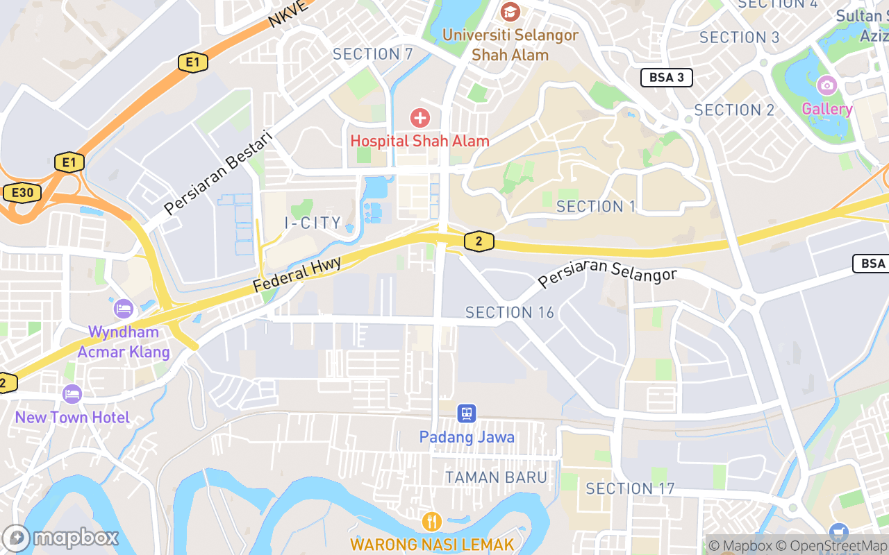 Map showing the location of Pickleball Playground Seksyen 16