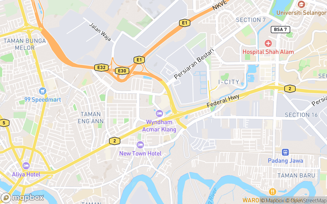 Map showing the location of AEON Mall Bukit Raja