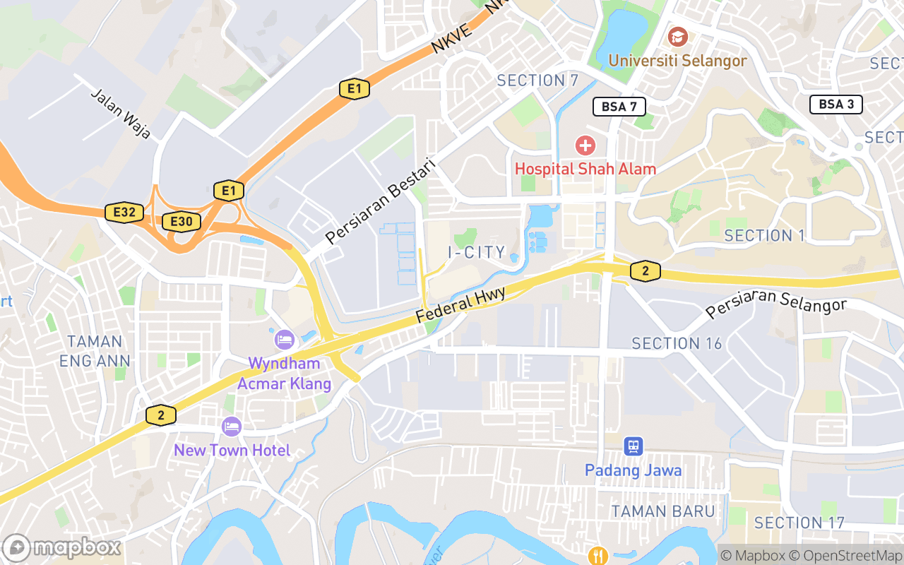Map showing the location of Central i-City