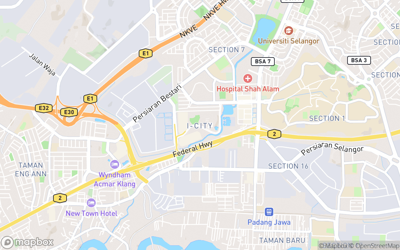 Map showing the location of i-City