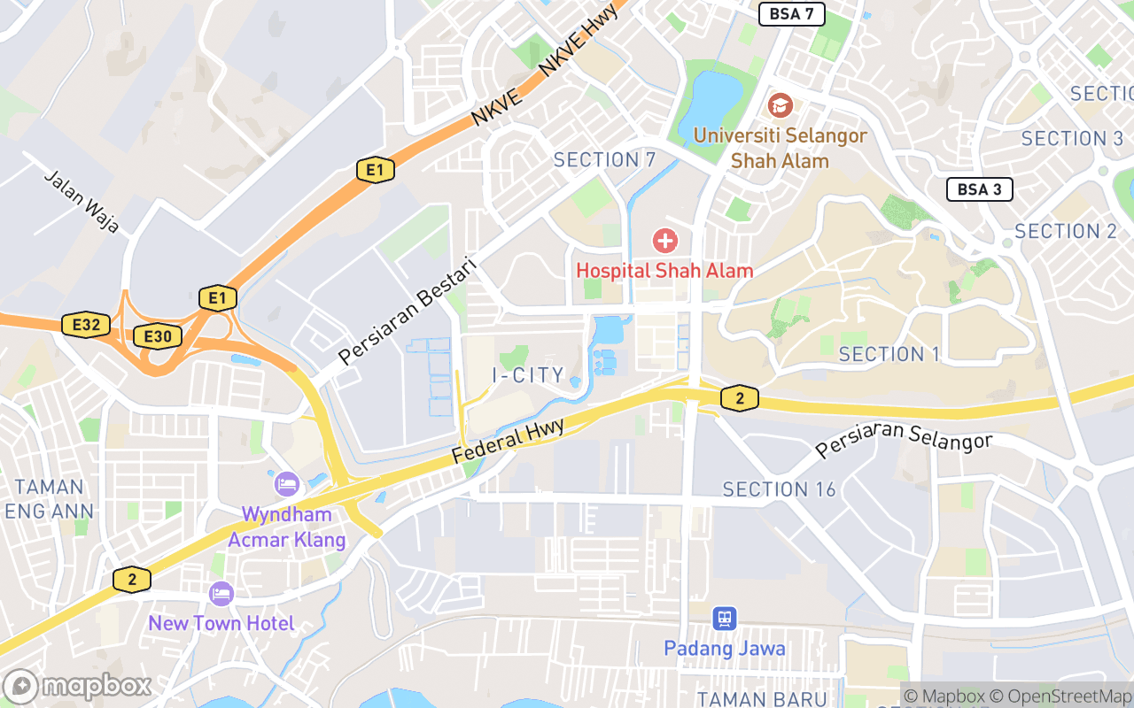 Map showing the location of SnoWalk by i-City
