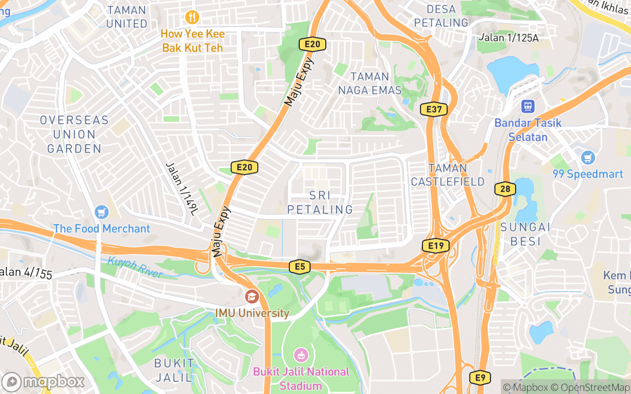 Map showing the location of Sri Petaling Night Market
