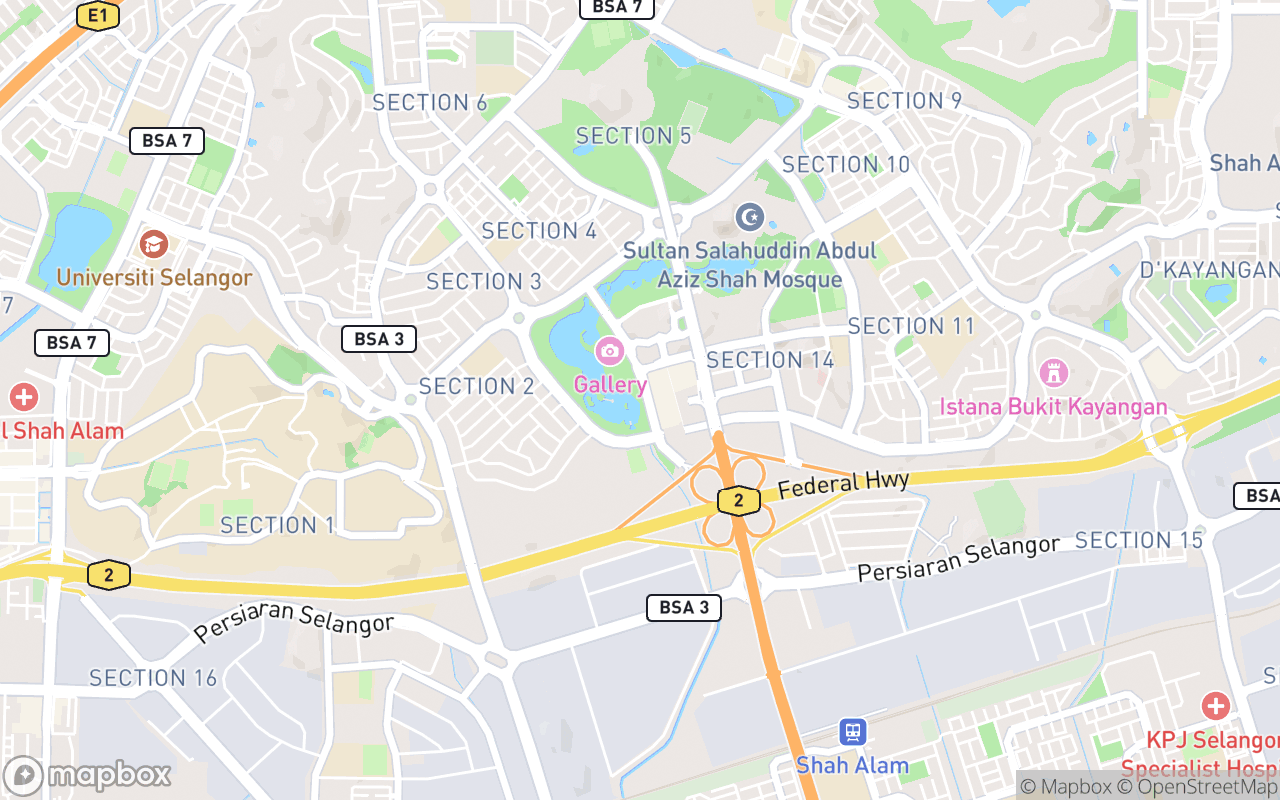 Map showing the location of Taman Tasik Shah Alam