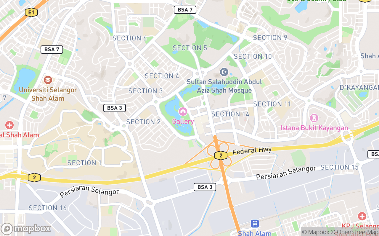 Map showing the location of Taman Anggerik Shah Alam