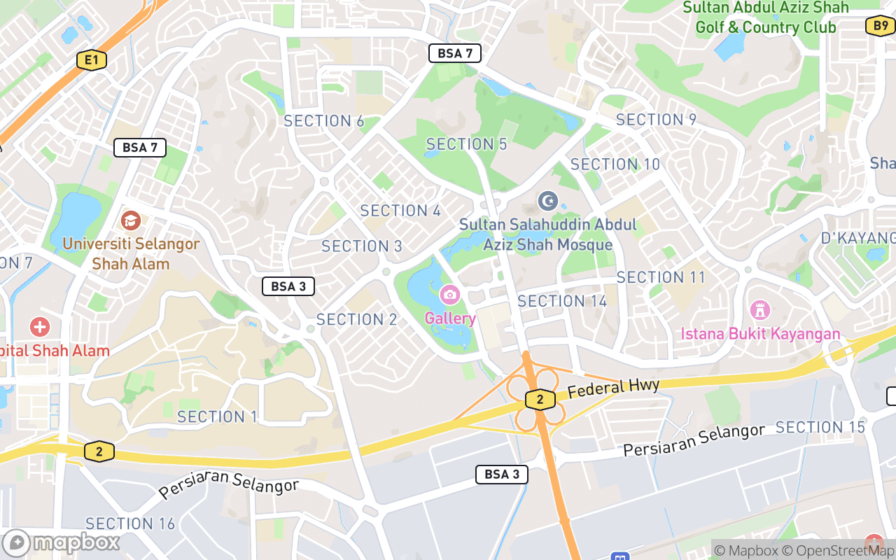 Map showing the location of Taman Tasik Shah Alam Light Show