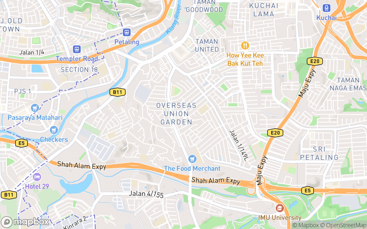 Map showing the location of Taman OUG Night Market