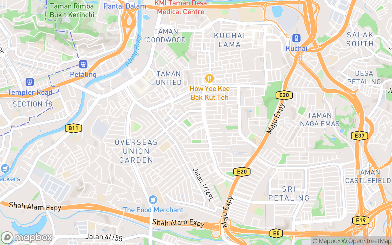 Map showing the location of Happy Garden (Jalan Lazat) Night Market