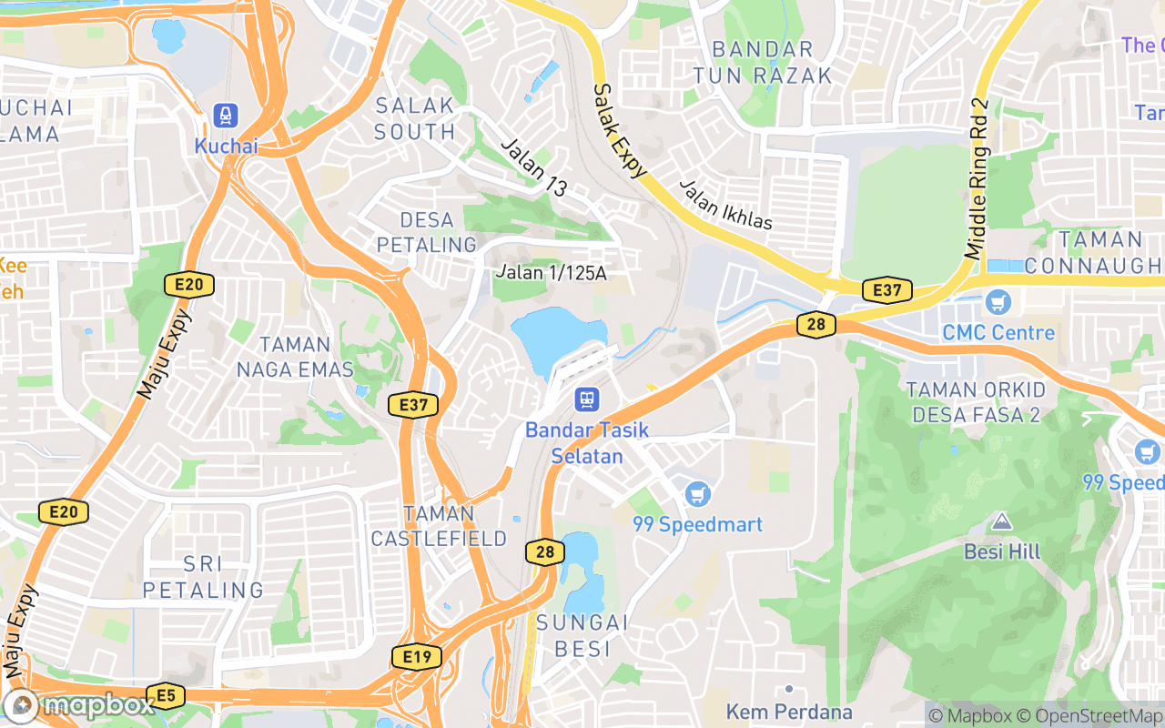 Map showing the location of Terminal Bersepadu Selatan (TBS)