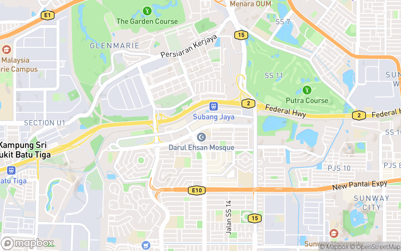 Map showing the location of Subang Parade