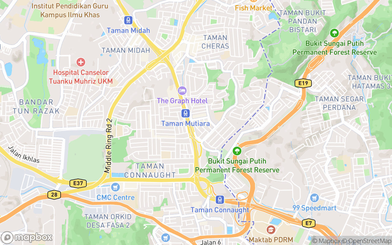 Map showing the location of Cheras LeisureMall
