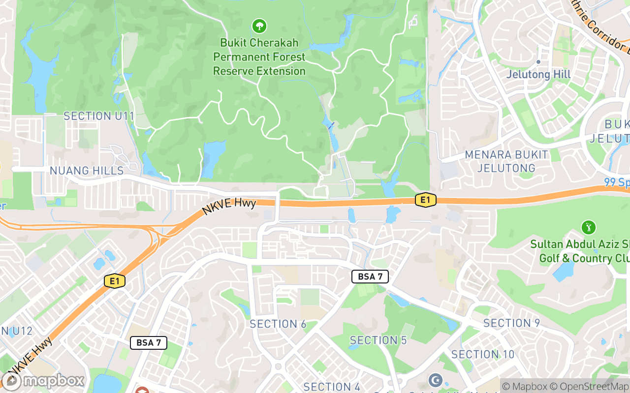 Map showing the location of Taman Botani Negara Shah Alam