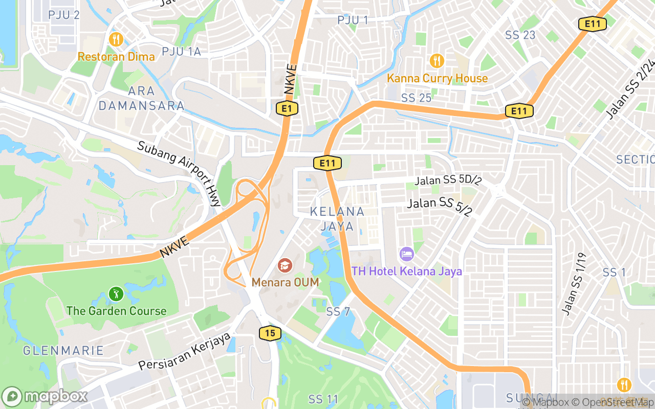 Map showing the location of Paradigm Mall
