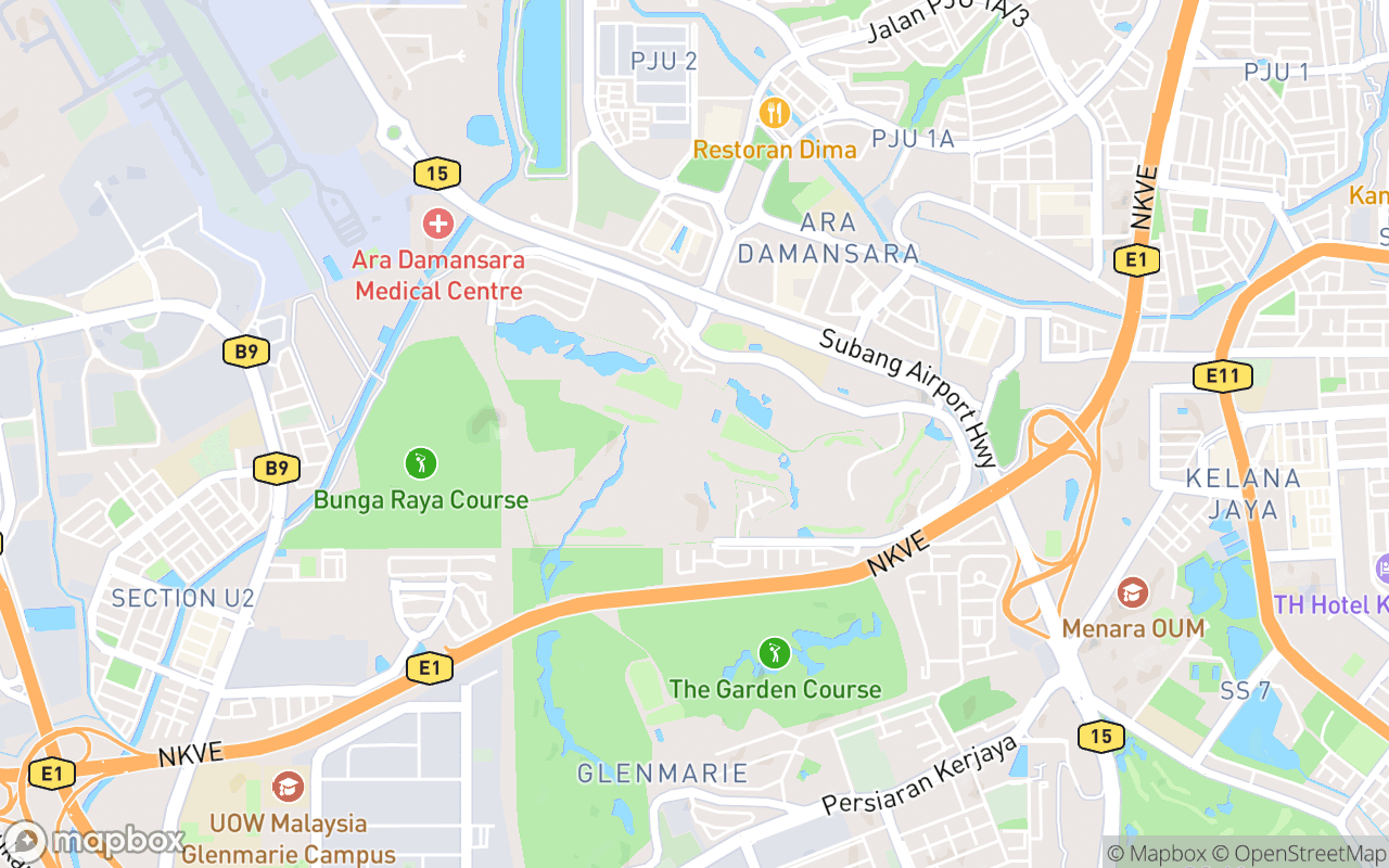 Map showing the location of Saujana Golf  Country Club