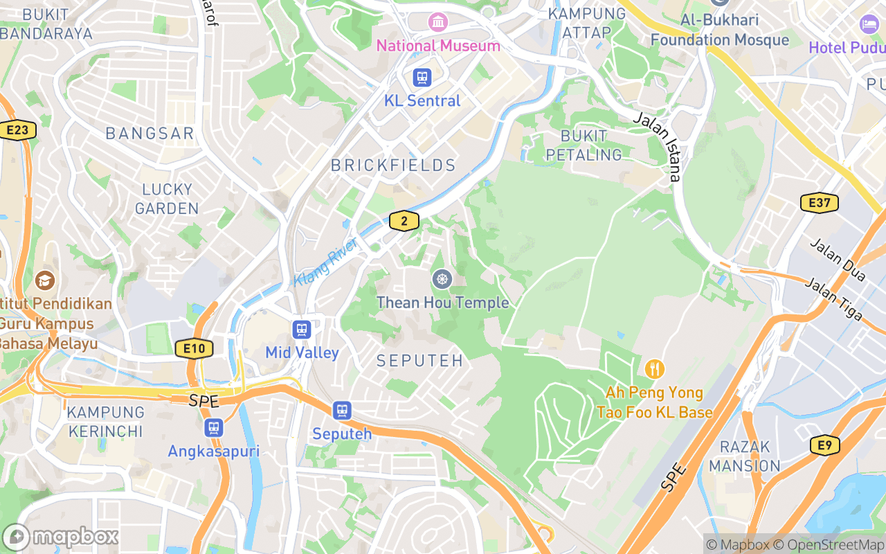 Map showing the location of Thean Hou Temple